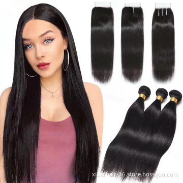 Cheap Vendors Manufactuer Meche-Bresilienne-En-Gros Cuticle Aligned Virgin Hair With Closure Frontal Set